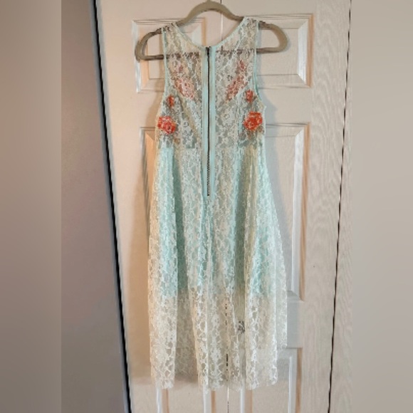 Free People Lace Mint Green Orange Embroidery - Picture 4 of 5